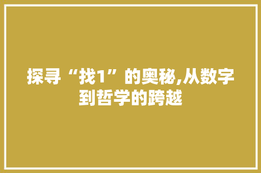 探寻“找1”的奥秘,从数字到哲学的跨越