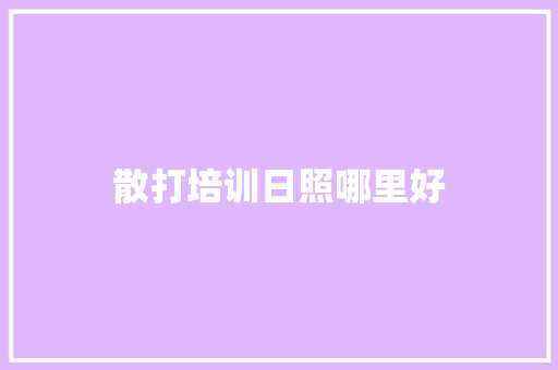 散打培训日照哪里好