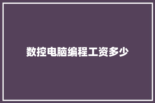 数控电脑编程工资多少