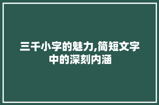 三千小字的魅力,简短文字中的深刻内涵