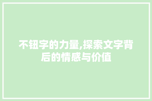 不钮字的力量,探索文字背后的情感与价值