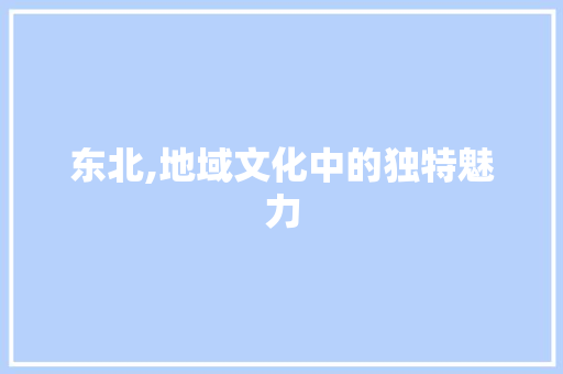 东北,地域文化中的独特魅力