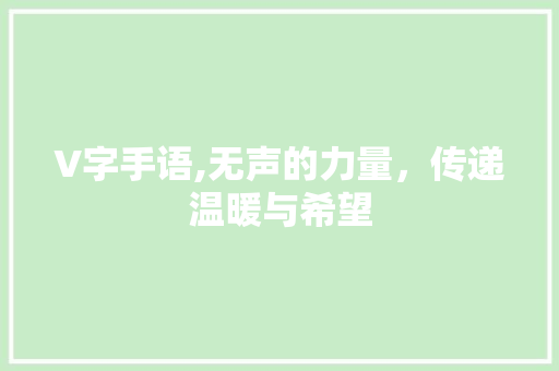 V字手语,无声的力量，传递温暖与希望