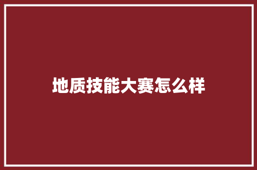 地质技能大赛怎么样