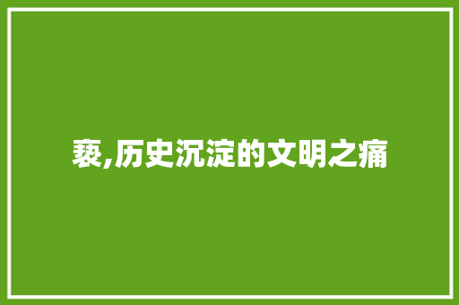 亵,历史沉淀的文明之痛