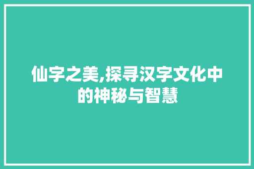 仙字之美,探寻汉字文化中的神秘与智慧