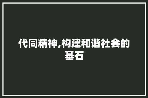 代同精神,构建和谐社会的基石