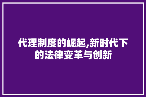代理制度的崛起,新时代下的法律变革与创新