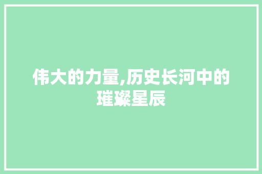 伟大的力量,历史长河中的璀璨星辰