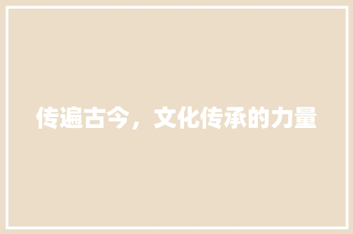 传遍古今，文化传承的力量