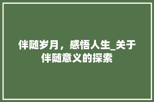 伴随岁月，感悟人生_关于伴随意义的探索