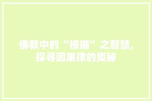 佛教中的“根据”之智慧,探寻因果律的奥秘
