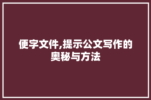 便字文件,提示公文写作的奥秘与方法