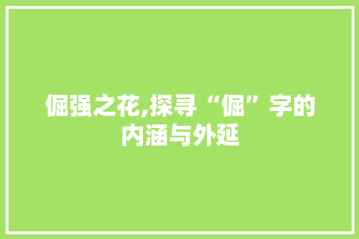 倔强之花,探寻“倔”字的内涵与外延