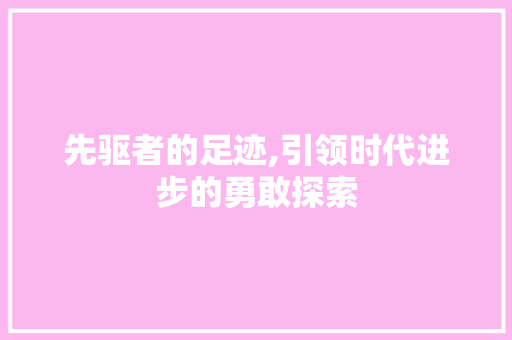先驱者的足迹,引领时代进步的勇敢探索