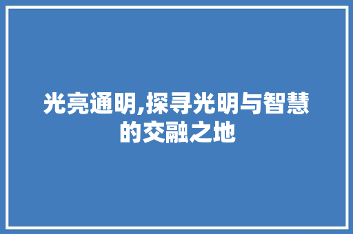光亮通明,探寻光明与智慧的交融之地