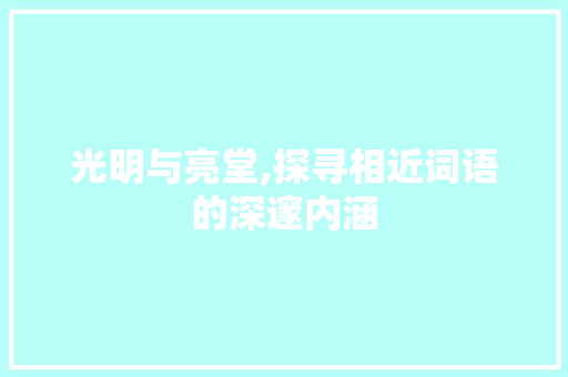 光明与亮堂,探寻相近词语的深邃内涵