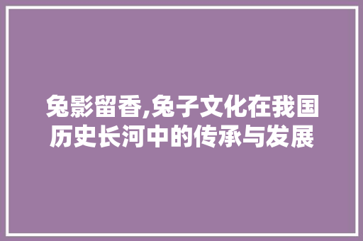 兔影留香,兔子文化在我国历史长河中的传承与发展