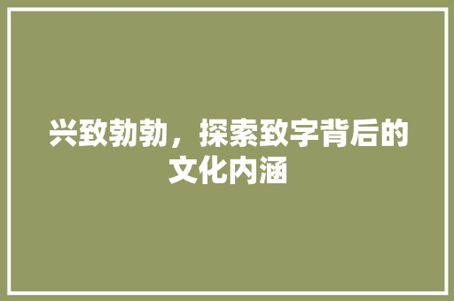 兴致勃勃，探索致字背后的文化内涵