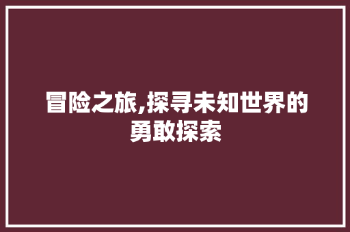 冒险之旅,探寻未知世界的勇敢探索
