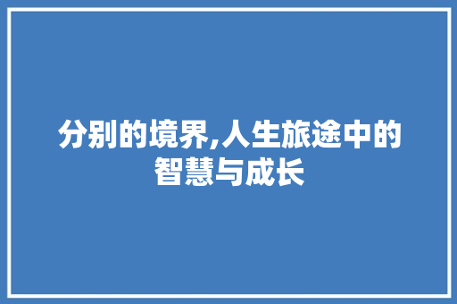 分别的境界,人生旅途中的智慧与成长