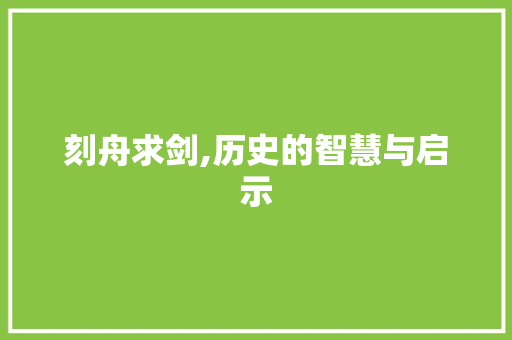 刻舟求剑,历史的智慧与启示