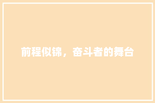 前程似锦，奋斗者的舞台