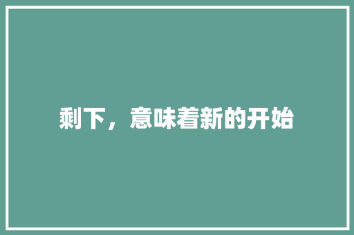 剩下，意味着新的开始
