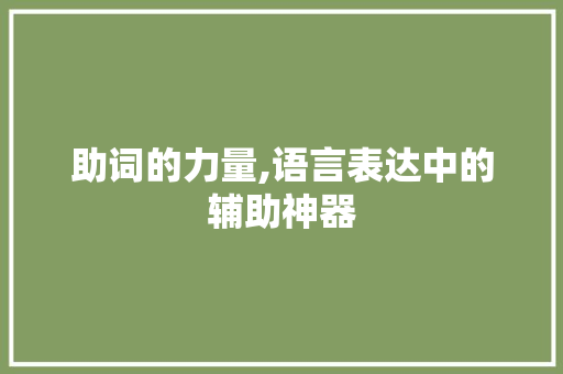 助词的力量,语言表达中的辅助神器