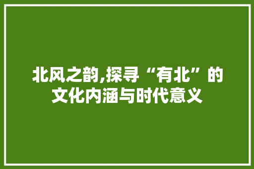 北风之韵,探寻“有北”的文化内涵与时代意义