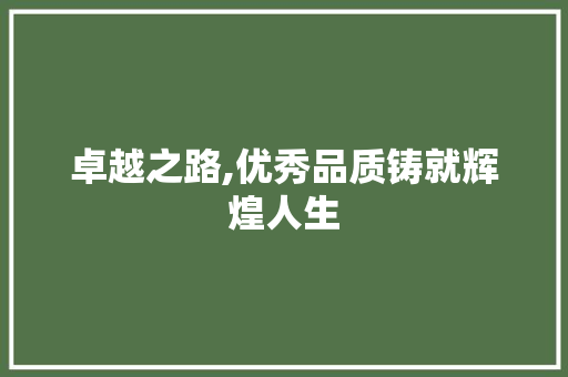 卓越之路,优秀品质铸就辉煌人生