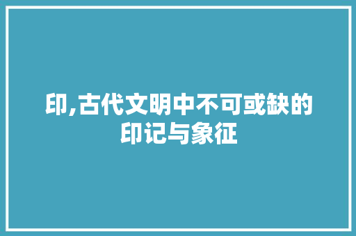 印,古代文明中不可或缺的印记与象征