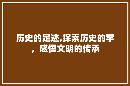历史的足迹,探索历史的字，感悟文明的传承