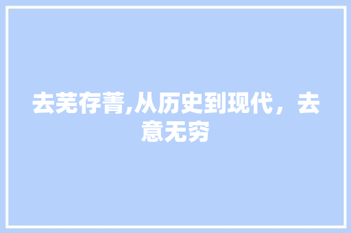 去芜存菁,从历史到现代，去意无穷