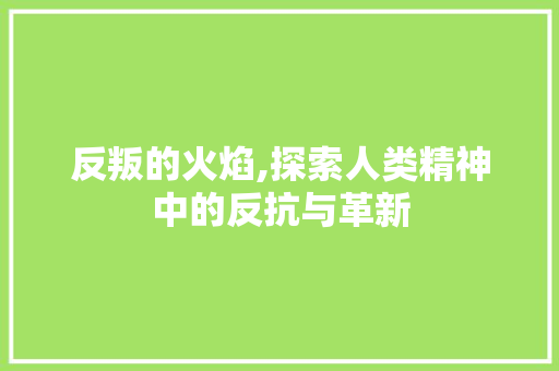 反叛的火焰,探索人类精神中的反抗与革新