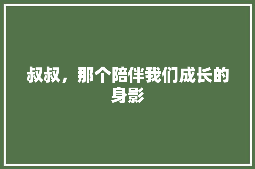 叔叔，那个陪伴我们成长的身影
