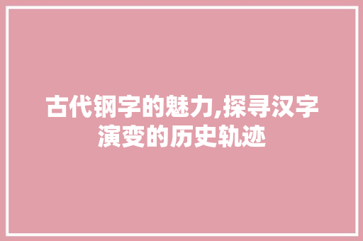 古代钢字的魅力,探寻汉字演变的历史轨迹