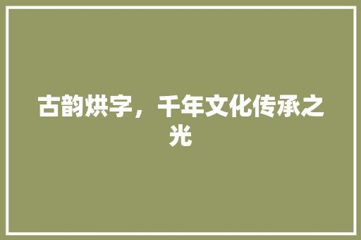 古韵烘字，千年文化传承之光