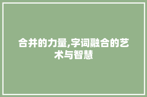 合并的力量,字词融合的艺术与智慧
