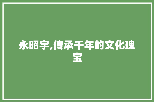 永昭字,传承千年的文化瑰宝