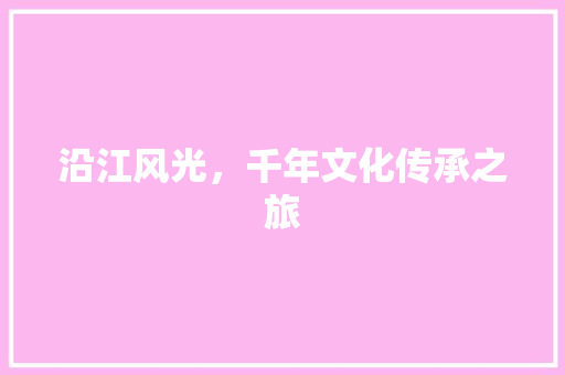 沿江风光，千年文化传承之旅