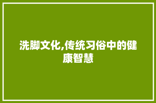 洗脚文化,传统习俗中的健康智慧