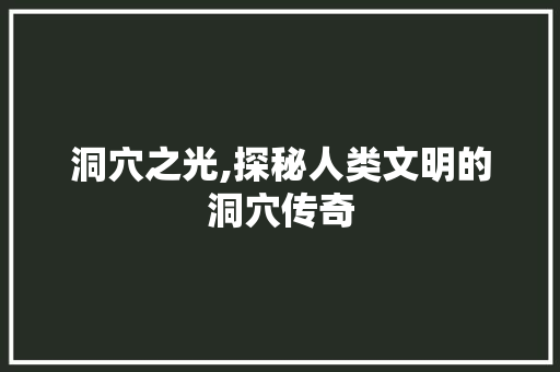 洞穴之光,探秘人类文明的洞穴传奇