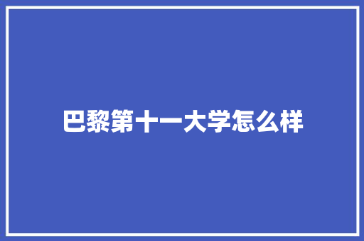 巴黎第十一大学怎么样