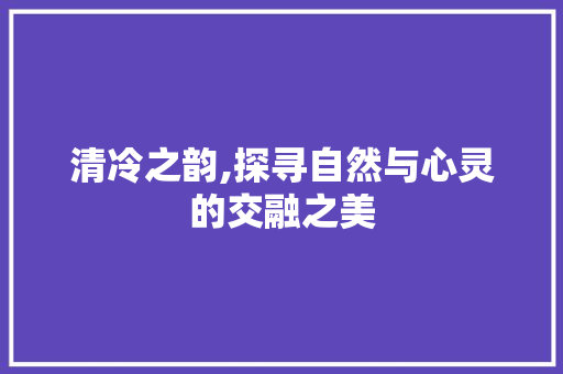 清冷之韵,探寻自然与心灵的交融之美