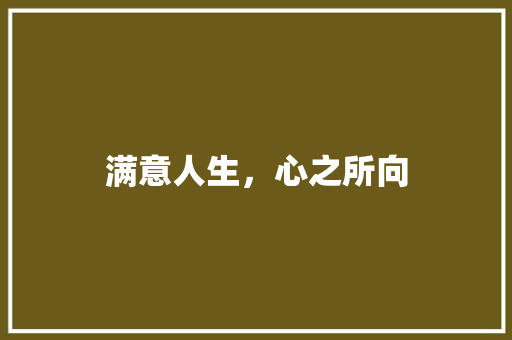 满意人生，心之所向
