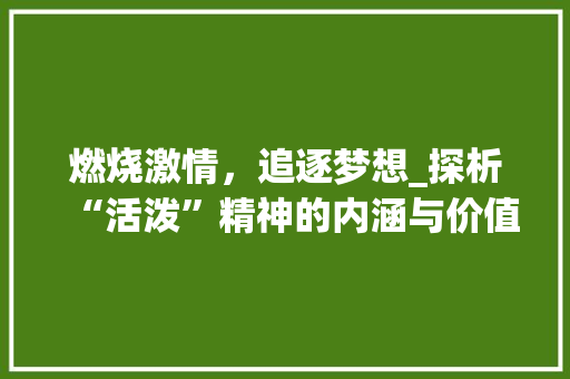 燃烧激情，追逐梦想_探析“活泼”精神的内涵与价值