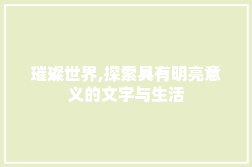 璀璨世界,探索具有明亮意义的文字与生活