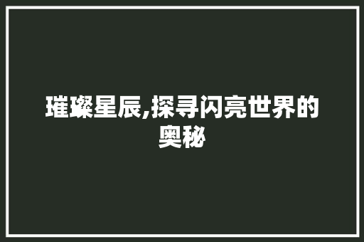 璀璨星辰,探寻闪亮世界的奥秘