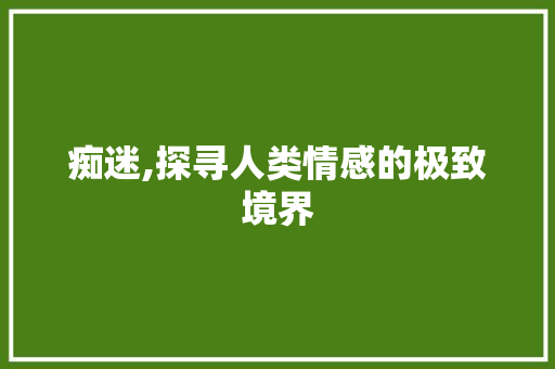 痴迷,探寻人类情感的极致境界